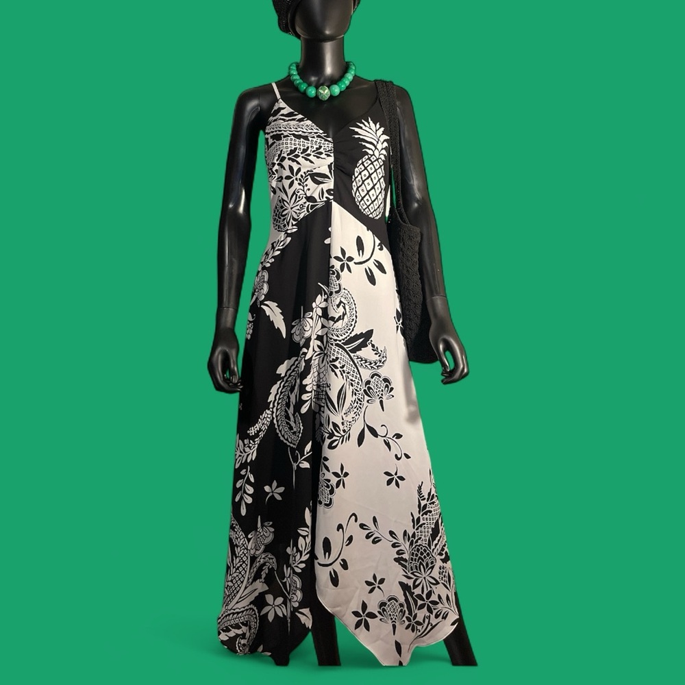 WHBM Elegant Black and White Floral Dress